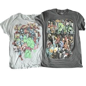 Marvel Set of Two Short Sleeve Tees Gray Size Medium